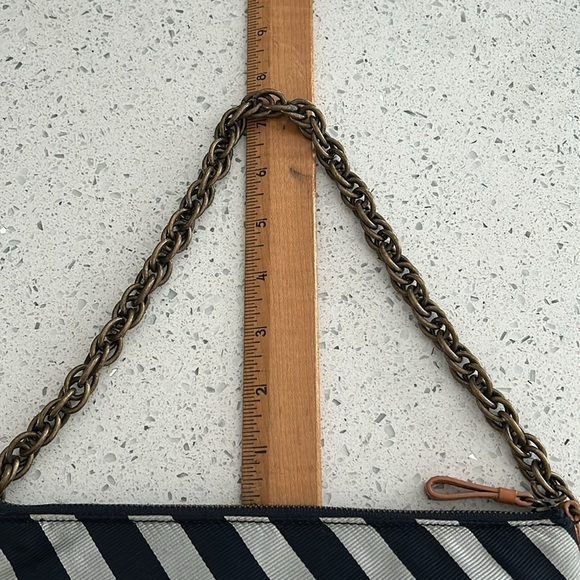 NWT Vintage J. Crew Y2K 2000s Silk Chain Strap Striped Bag Purse in Blue Stripes - Picture 11 of 11